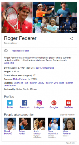 federer knowledge graph panel