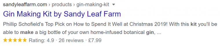 An example of a rich snippet in search results.