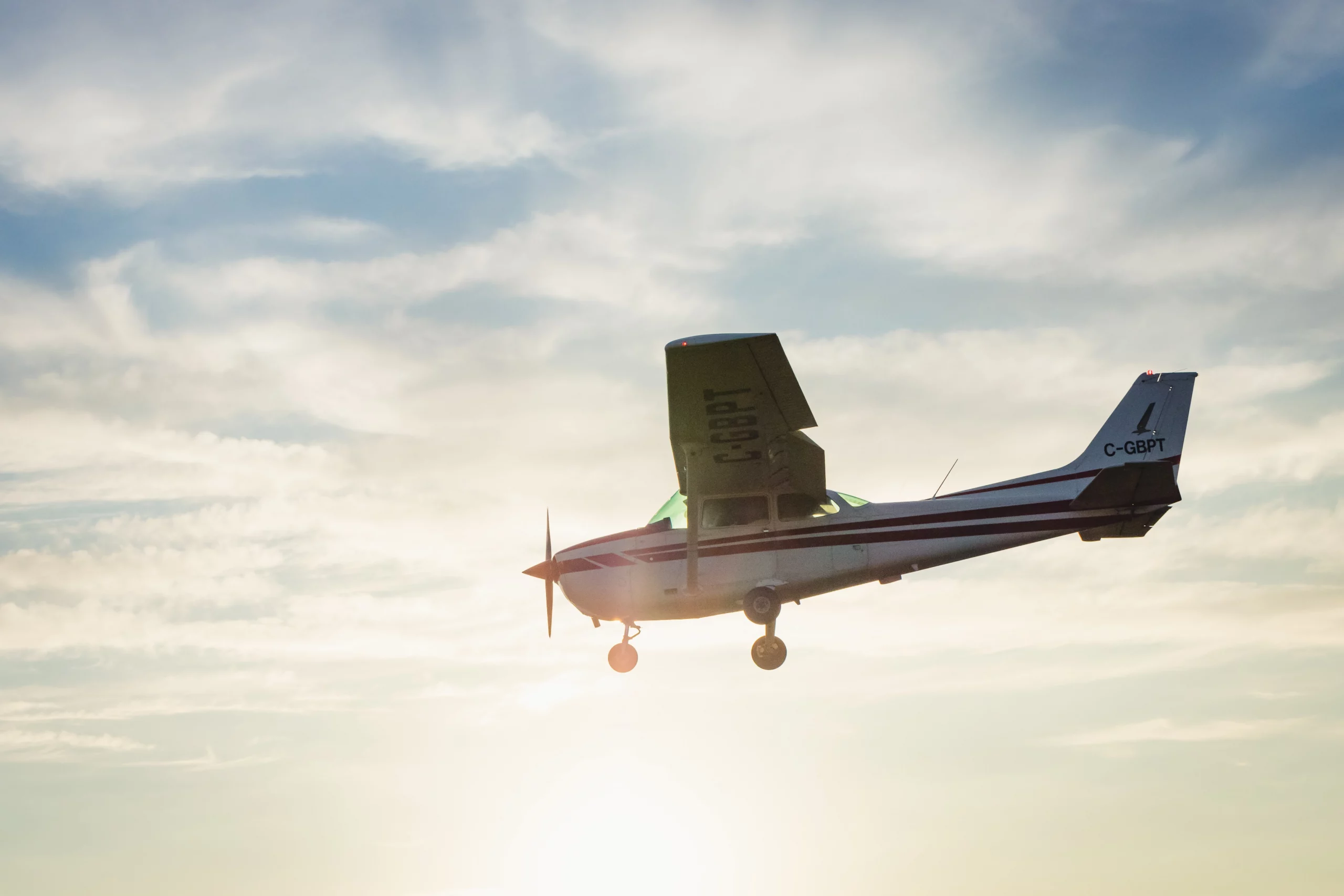 Cessna flying in the sky