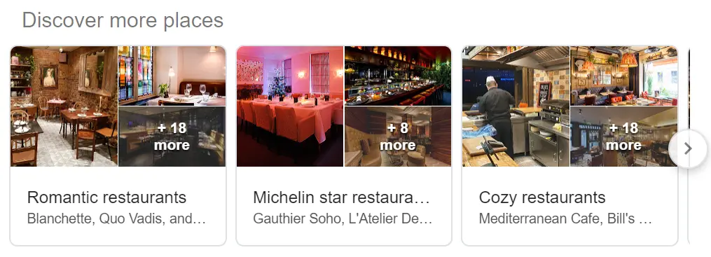 An example of a discover more places box in Google search results