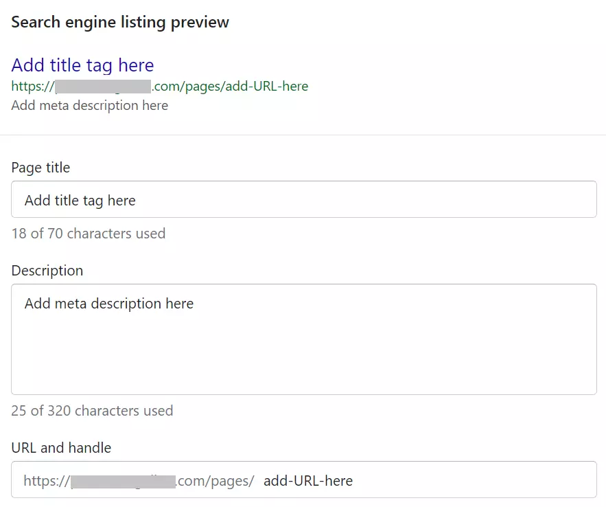 How to optimise URL and meta data on Shopify