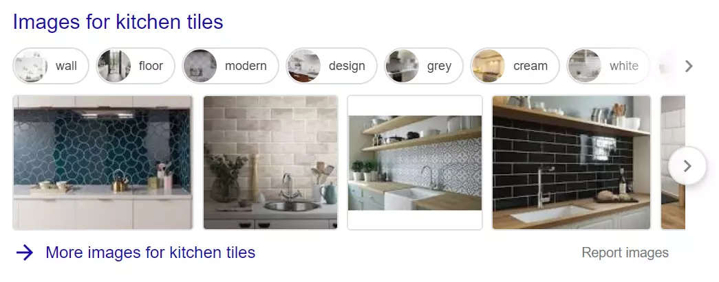 An example of image results appearing in Google search results