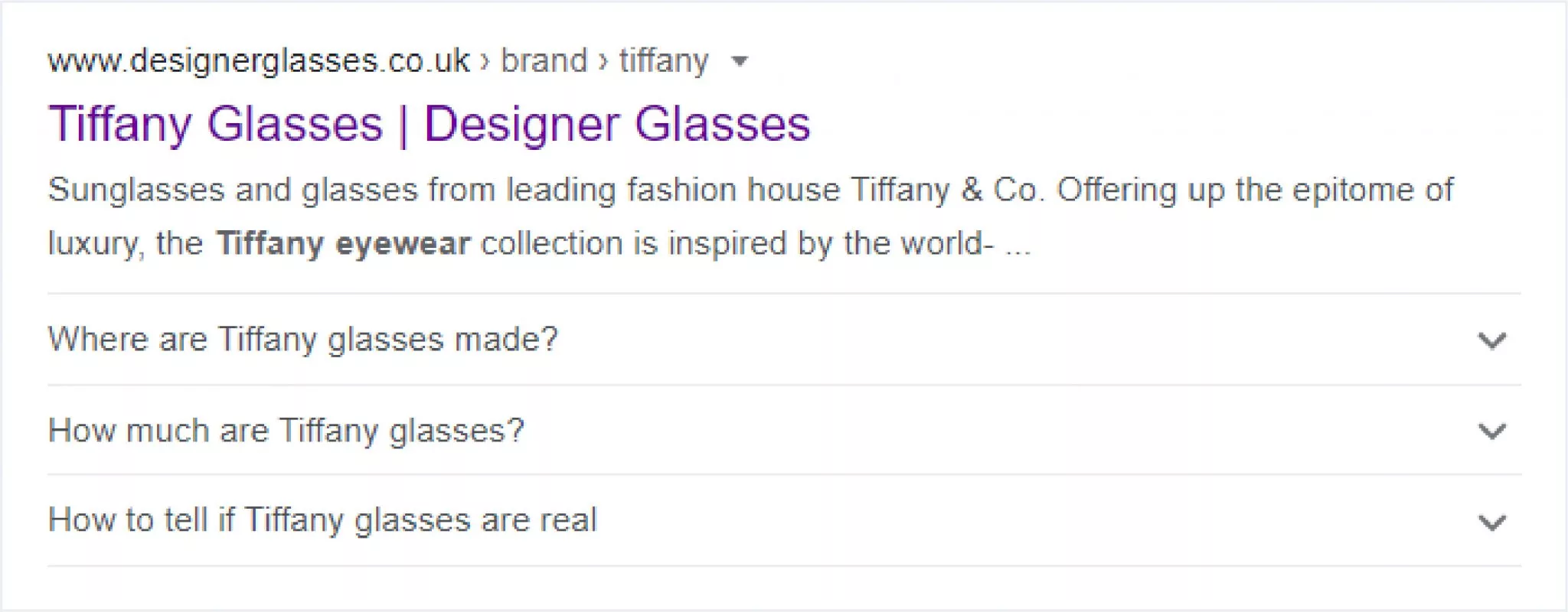 Tiffany glasses serp